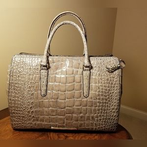 Brahmin Finley Beige Portsmouth Genuine Leather Satchel/Tote